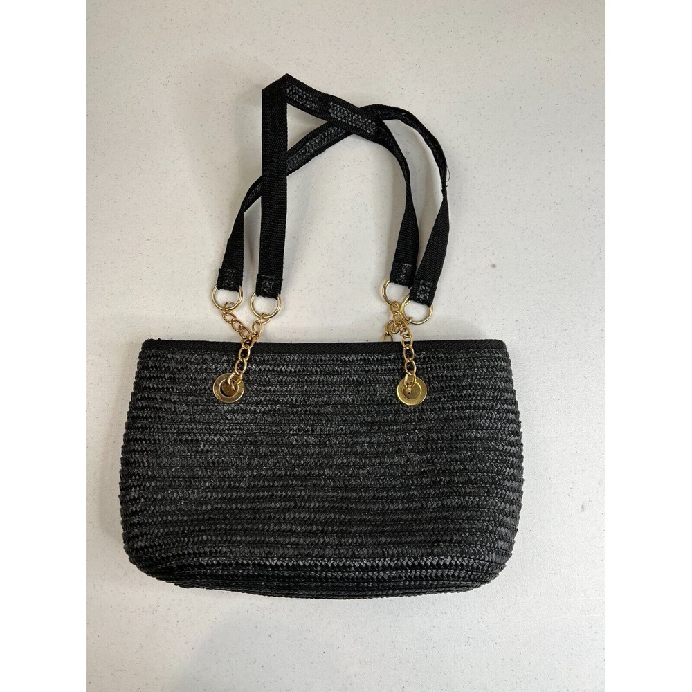 Worthington Women Espadrille Top Shoulder Bag Chain Strap‎ Black One Size